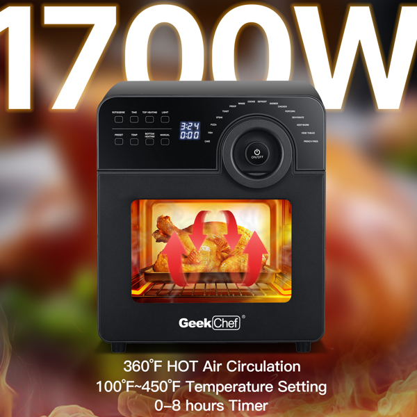 Geek Chef Air Fryer Oven Toaster 4 Slice Toaster Convection Airfryer Countertop Oven, Roast, Reheat,Fry Oil-Free, 4 Accessories &amp; Recipes Included 14.7 QuartBanned from selling on Amazon