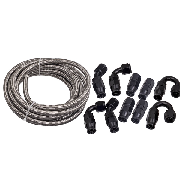 -8AN 20ft Stainless Nylon Braided Oil/fuel/gas Line Hose Fitting Ends Assembly