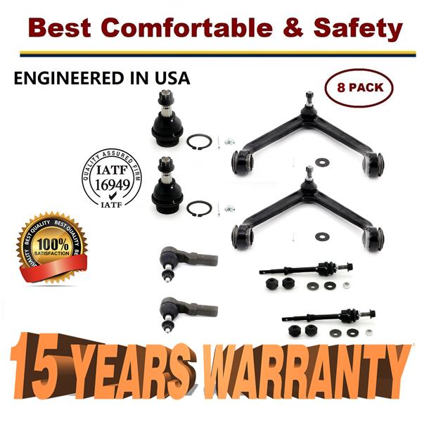 8pc Front Upper Control Arm with Ball Joint for 2002-2005 Dodge Ram 1500 2WD - 15 YR WARRANTY