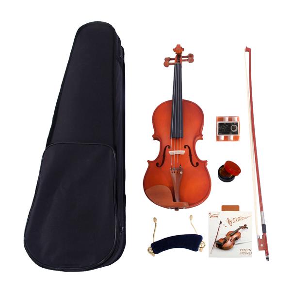 [Do Not Sell on Amazon]Glarry GV101 4/4 Acoustic Matt Violin Case Bow Rosin Strings Shoulder Rest Tuner Natural