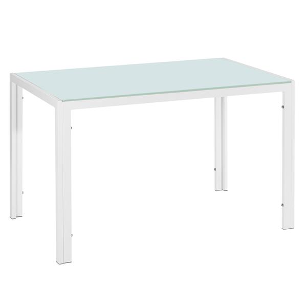 120*70*75CM Simple Assembled Tempered Glass &amp; Iron Dinner Table White