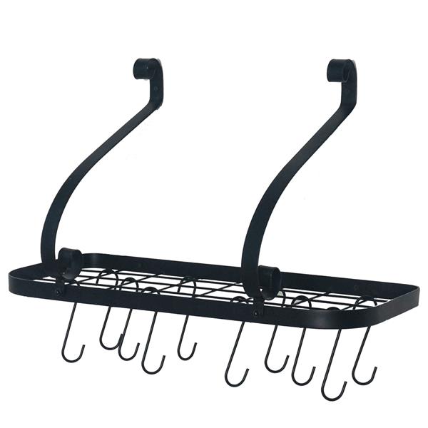 Wall Mount Pot Pan Rack with 10 HooksBlack