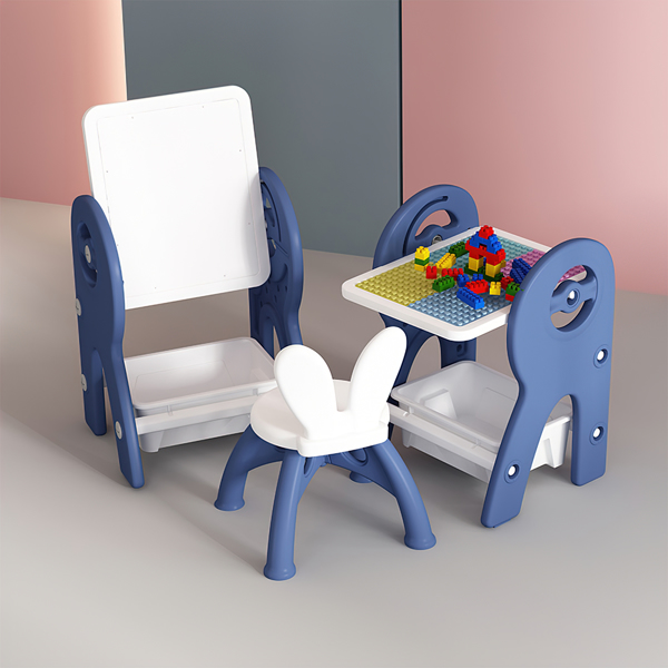 2 in 1 Kids Table &amp; Chair, Painting Board with Storage, Children Convertible Activity Table Set for Drawing Reading Art/  Kids Table and Chair Set, Drawing Board Writing Desk Toddlers Play Build Brick