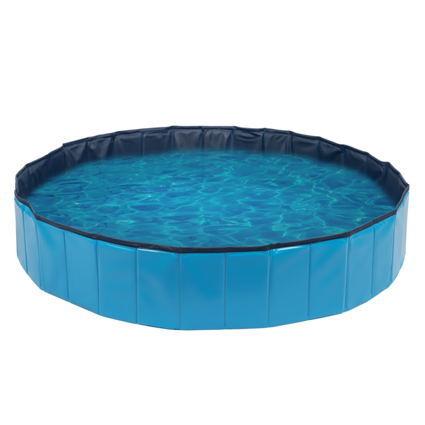 Foldable Dog Pet Bath Pool, 63&quot; Diameter Large Collapsible Wading Pool Pits Ball Pool Portable Bathing Swimming Tub for Dogs Cats Indoor &amp; Outdoor Use, Blue
