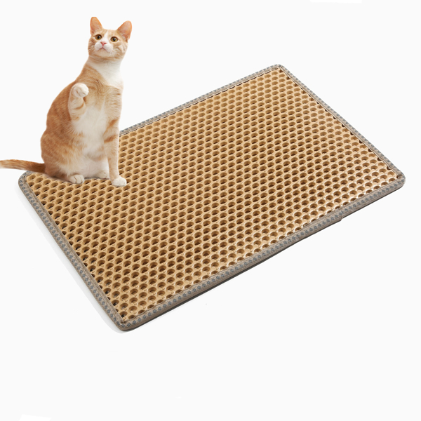 Cat Litter Mat, Kitty Litter Trapping Mat, Double Layer Mats with MiLi Shape Scratching design, Urine Waterproof, Easy Clean, Scatter Control  21&quot; x 14&quot;  Yellow