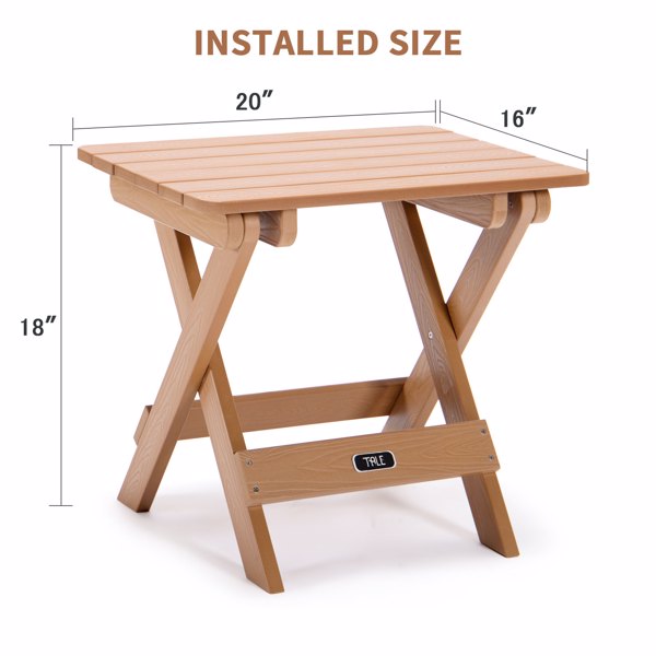 TALE Adirondack Portable Folding Side Table Square All-Weather and Fade-Resistant Plastic Wood Table Perfect for Outdoor Garden, Beach, Camping, Picnics BrownBanned from selling on Amazon