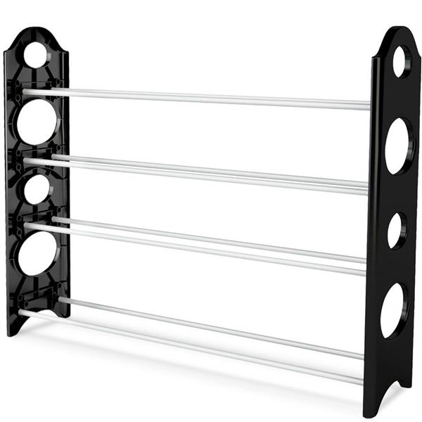 Concise Integration 4 Layers 20 Pairs Shoe Rack Black &amp; White
