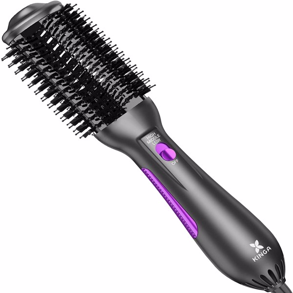 Hair Brush Blow Dryer, One-Step Hair Dryer &amp; Volumizer Styler with Negative Ion Anti-frizz Ceramic Titanium Barrel Hot Air Brush Hair Straightener Brush, Purple Z20