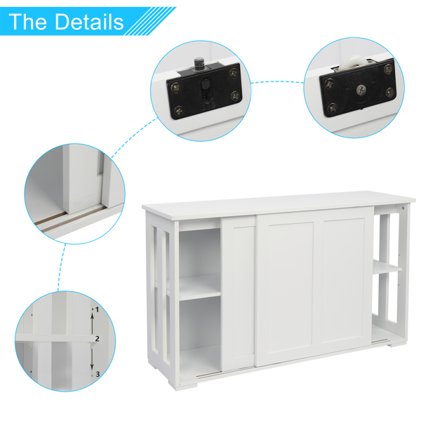 Double Sliding Door Sideboard Porch Cabinet White