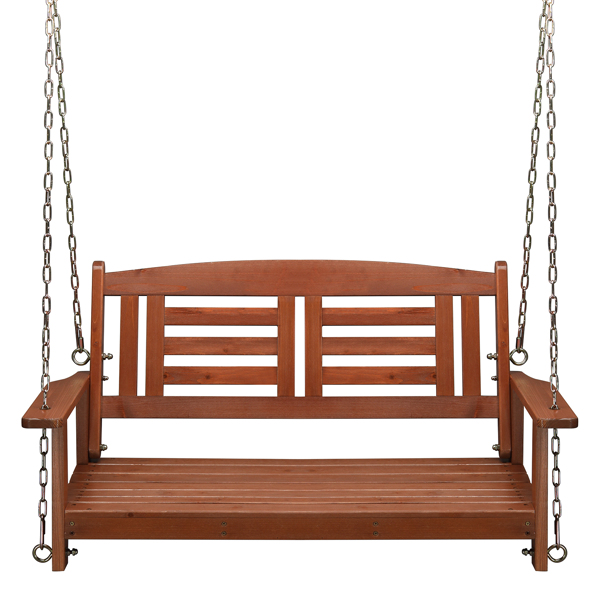 112*53*52cm  500lbs With Chain Double Wooden Swing Reddish Brown