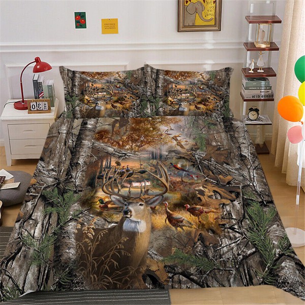 Vintage Home Bedclothes 3D Elk Painting Home Textiles Unique Design Animal Duvet Cover Set Twin