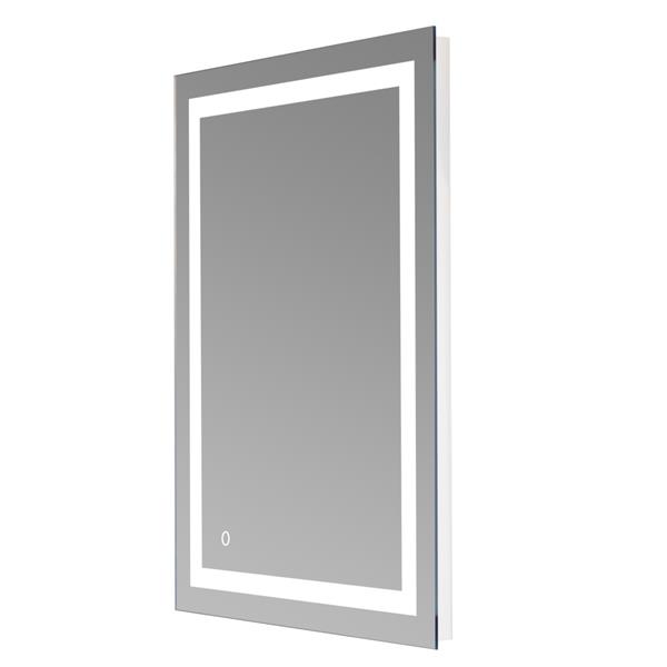 36&quot;x 28&quot; Square Built-in Light Strip Touch LED Bathroom Mirror Silver