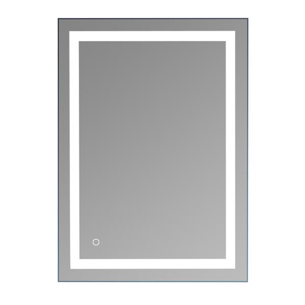 36&quot;x 28&quot; Square Built-in Light Strip Touch LED Bathroom Mirror Silver