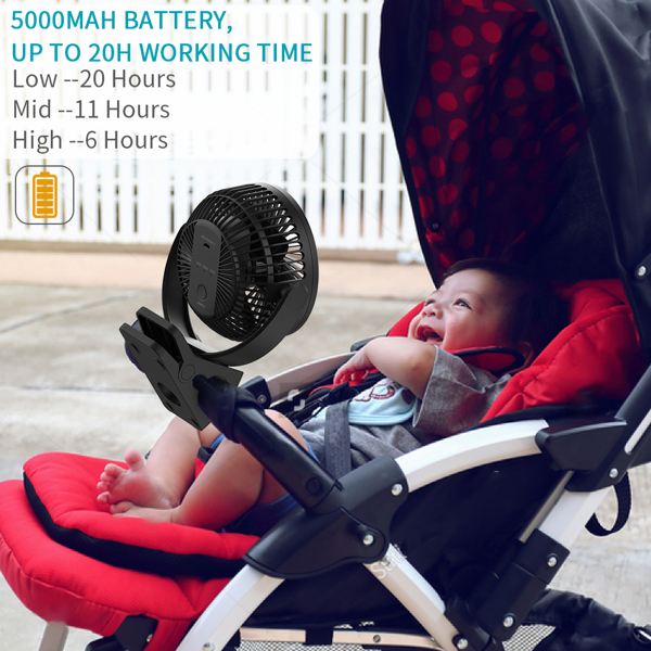 Battery Operated Clip On Fan 5000mah, Quiet And Strong Airflow Rechargeable USB Desk Fan, Clamp Personal Fan For Golf Cart, Camping, Outdoor, Home