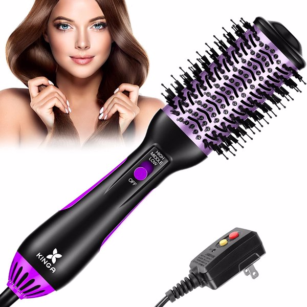 KINGA one-step hair dryer &amp; volumizer hot air brush for Drying, Straightening, Curling