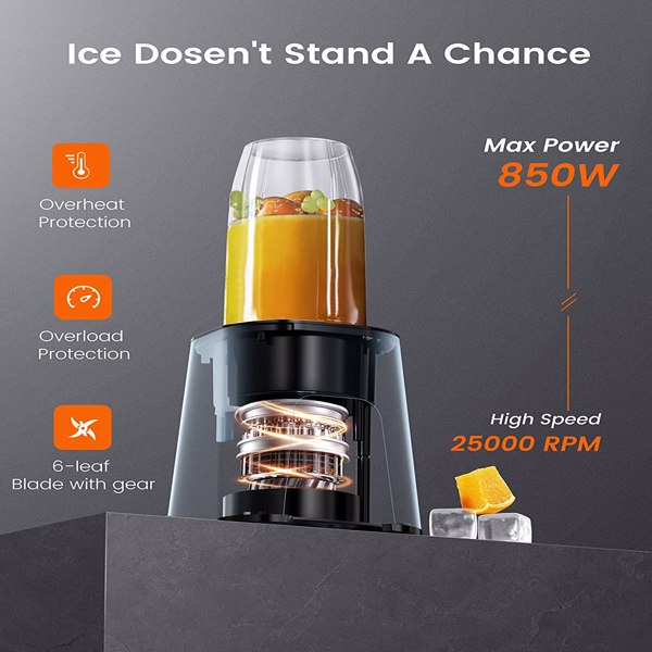 VEWIOR 1000W Smoothie Blender for Shakes and Smoothies, 11 Pieces Personal Blender for Kitchen, 2*23oz+10oz Blender Cups with To-Go Lids for Fruit Vegetables, Beans, Nuts, Spices(Shipment from FBA)