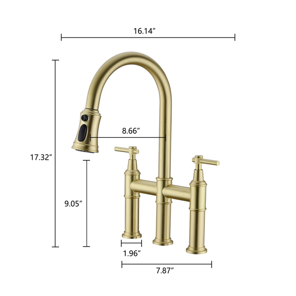 Pull Down Double Handle Kitchen Faucet