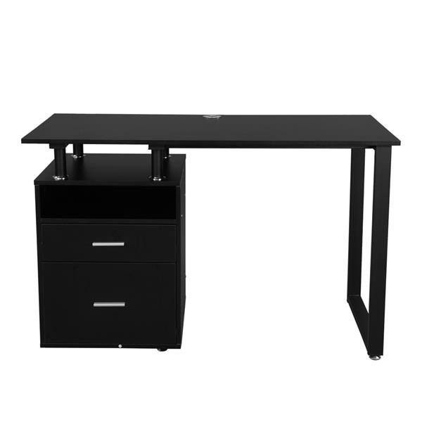 Pipe Rack Two Drawers Computer Desk Black