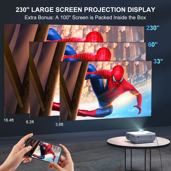 Projector with WiFi and Bluetooth,5G WiFi 9000L Native 1080P Video Projector, FUDONI Portable Movie Projector,Compatible with TV Stick, Smartphone, Tablet, PC,HDMI,VGA,USB,AV Shipment from FBA)