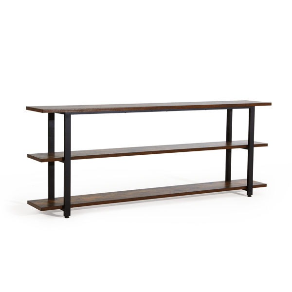 Console Table, 71 Industrial Entryway Table with 3-Tier Storage Shelves, Rustic Wood and Metal Frame, Easy Assembly for Foyer, Living Room, Hallway