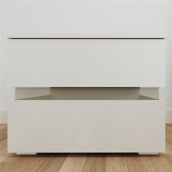 RGB LED Double Side Cabinet Bedside Table White