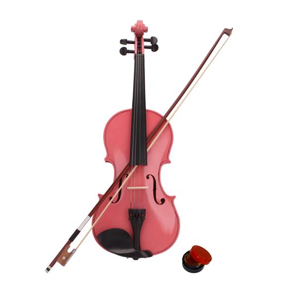 New 4/4 Acoustic Violin Case Bow Rosin Pink