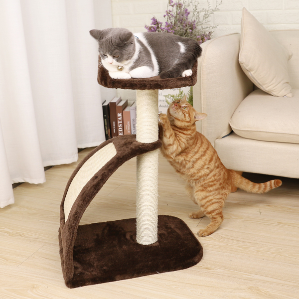 Cat Tree Sisal-Covered Scratching Post and Pad, Cat Activity Center for Kittens Brown