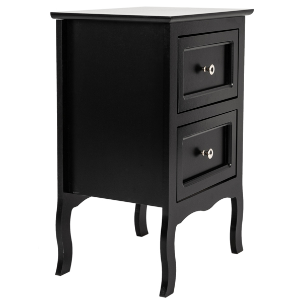 Country Style Two-Tier Night Table Large Size Black