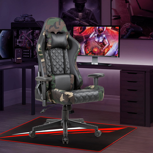 Gaming Chair PC Office Chair Computer Racing Chair PU Desk Task Chair Ergonomic 360-Swivel Rolling Chair Height Adjustable E-sports Chair with Lumbar Support and Headrest for Office or Gaming