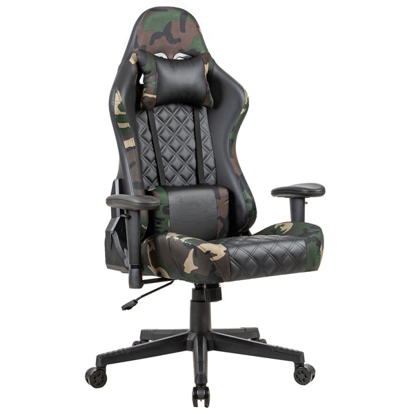 Gaming Chair PC Office Chair Computer Racing Chair PU Desk Task Chair Ergonomic 360-Swivel Rolling Chair Height Adjustable E-sports Chair with Lumbar Support and Headrest for Office or Gaming