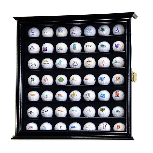 49 Golf Ball Display Case Cabinet Wall Rack Holder w/98% UV Protection Lockable Black