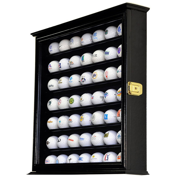 49 Golf Ball Display Case Cabinet Wall Rack Holder w/98% UV Protection Lockable Black
