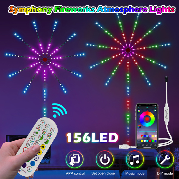 LED Firework Strip Lights Dream Color RGB Smart Music Sync APP &amp; Remote Control