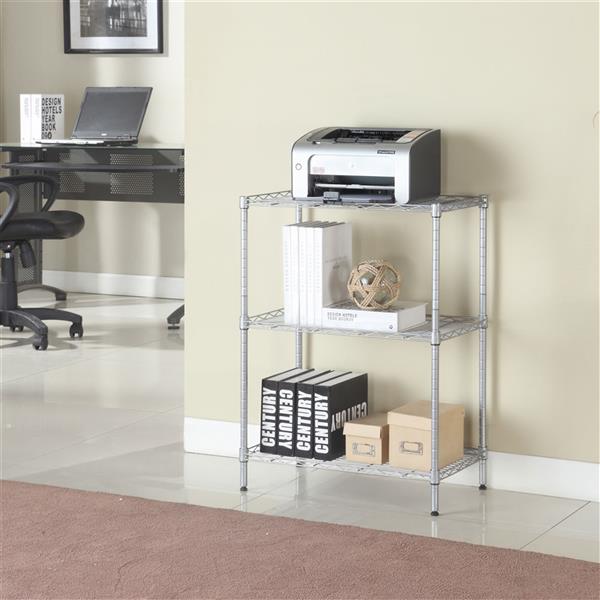 Concise 3 Layers Carbon Steel &amp; PP Storage Rack Silver