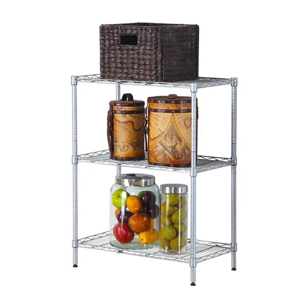 Concise 3 Layers Carbon Steel &amp; PP Storage Rack Silver