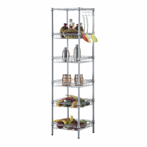 Concise 6 Layers Carbon Steel &amp; PP Storage Rack Silver Gray