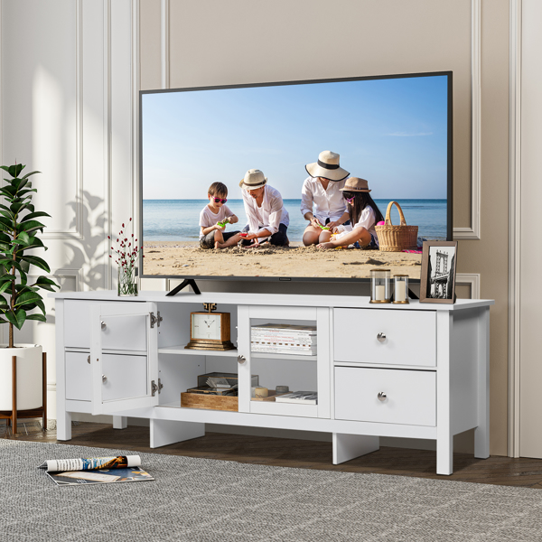 Simple MDF Spray Paint Two-Door 4-Pump TV Cabinet White