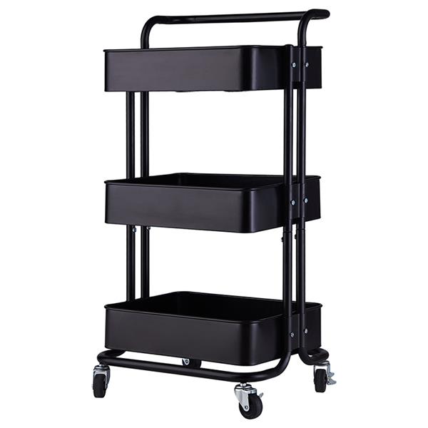 3-Tier Home Kitchen Storage Utility cart with handle-Black