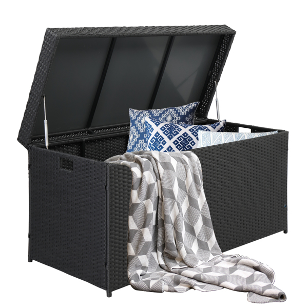 Simple And Practical Outdoor  Ratton Deck Box Storage Box Black Four-Wire
