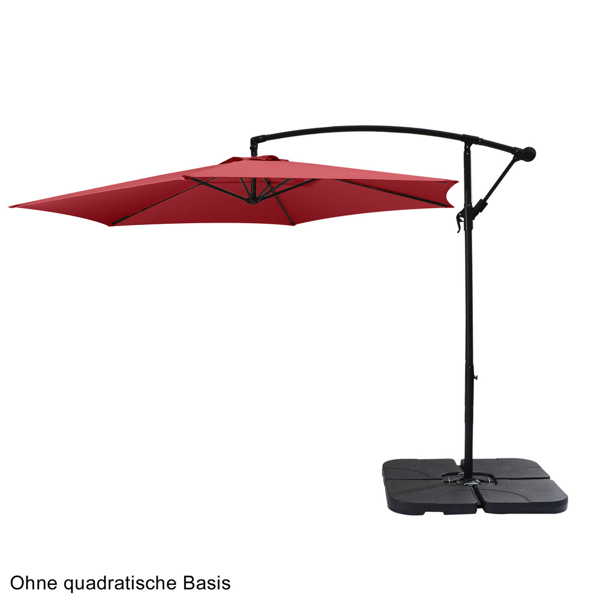 10FT Banana Umbrella Waterproof Folding Sunshade Wine Red