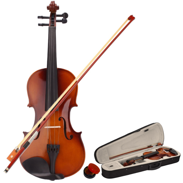 New 4/4 Acoustic Violin Case Bow Rosin Natural
