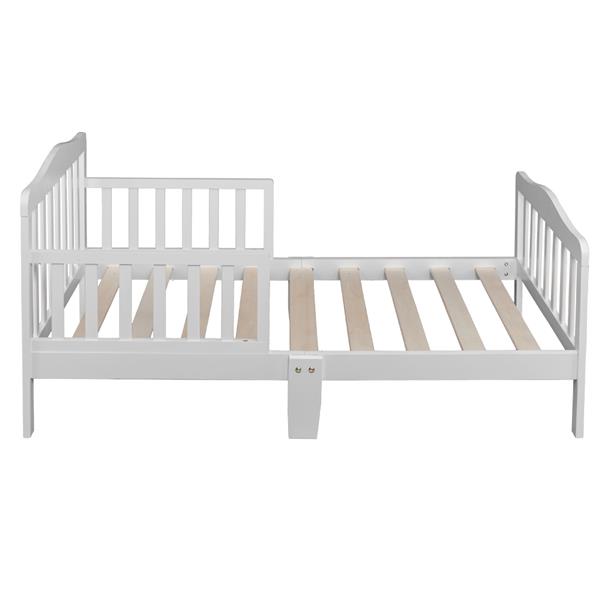 Wooden Baby Toddler Bed Children Bedroom Furniture with Safety Guardrails White