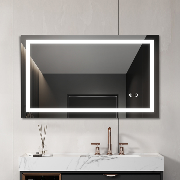 40&quot;*24&quot; LED Lighted Bathroom Wall Mounted Mirror with High Lumen Anti-Fog Separately Control Dimmer Function