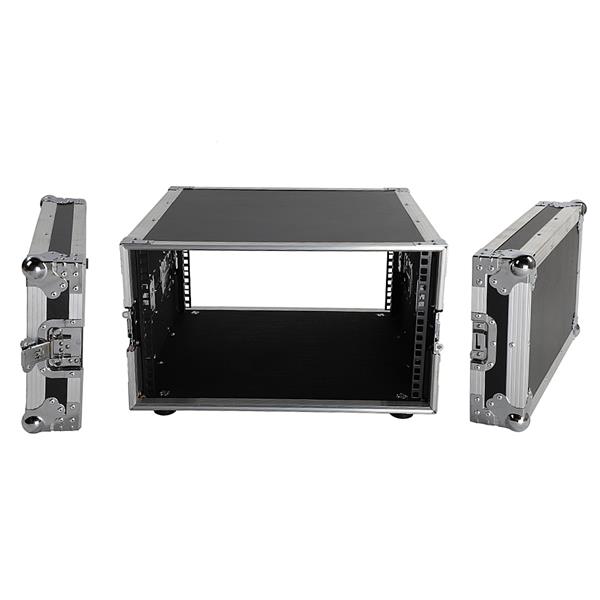 19&quot; 6U Single Layer Double Door DJ Equipment Cabinet Black &amp; Silver
