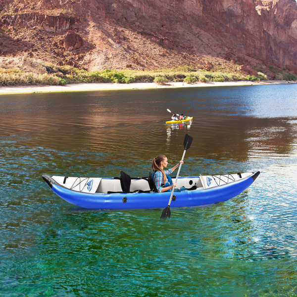 Inflatable Kayak Set with Paddle &amp; Air Pump, Portable Recreational Touring Kayak Foldable Fishing Touring Kayaks, Tandem 2 Person Kayak