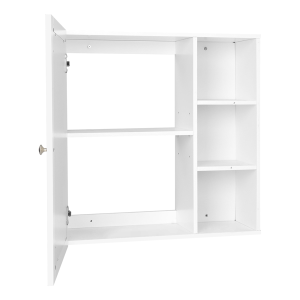 Single Mirror Door 3 Compartment Storage Cabinet MDF Spray Paint white Bathroom Wall Cabinet