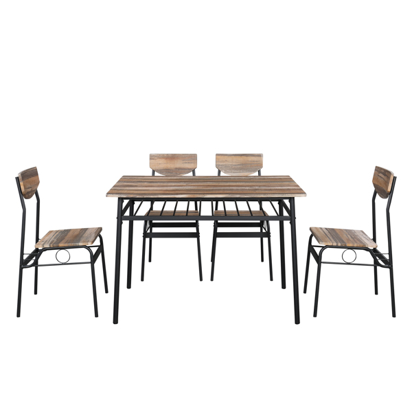 Rectangular Disassembly and Assembly P2 Board Iron Compartment 1 Table 4 Chairs Dining Table and Chair Set Natural Color