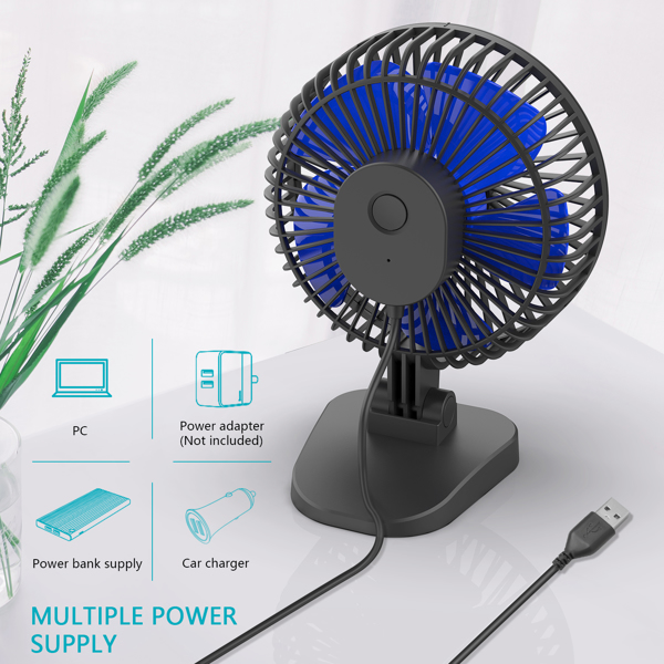 (ABC)USB Desk Fan, Small but Mighty, Quiet Portable Fan for Desktop Office Table, 40 Adjustment for Better Cooling, 3 Speeds, 4.9 ft Cord)