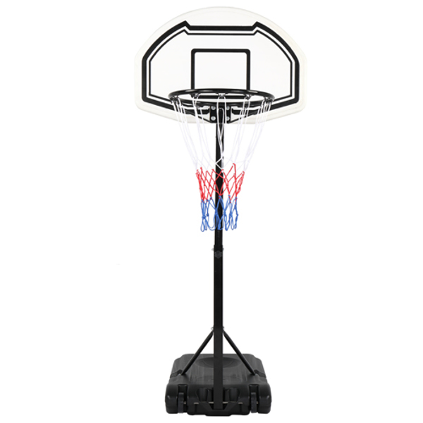 28&quot; x 19&quot; Backboard Adjustable Pool Basketball Hoop System Stand Kid Poolside Swimming Water Maxium Applicable Ball Model 7# White &amp; Black