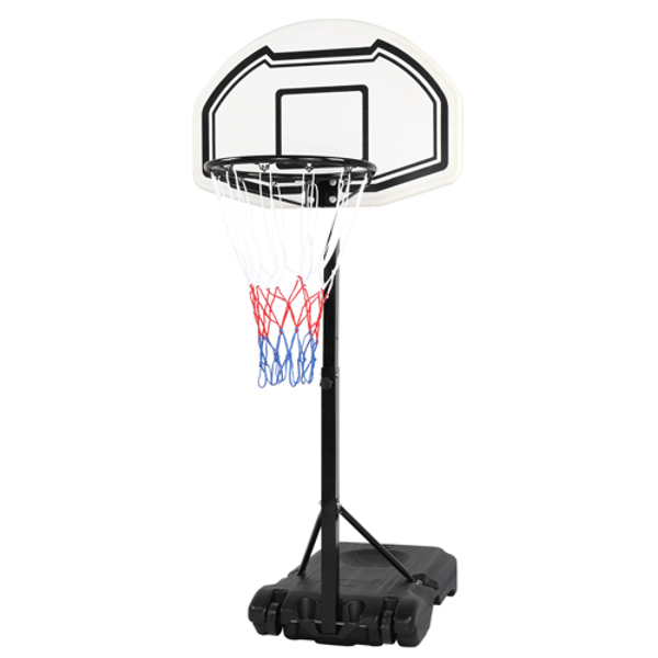 28&quot; x 19&quot; Backboard Adjustable Pool Basketball Hoop System Stand Kid Poolside Swimming Water Maxium Applicable Ball Model 7# White &amp; Black